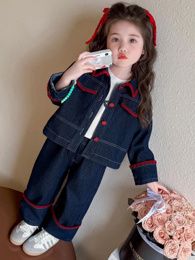 ensemble jean fille 2 pièces – veste & pantalon tendance ensemble jean fille 2 pièces – veste & pantalon tendance