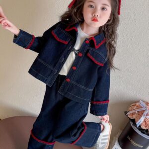 ensemble jean fille 2 pièces – veste & pantalon tendance